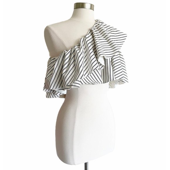 AMUR Jessica Off White Single Shoulder Top Sz M - Picture 2 of 11